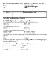 Đề kiểm tra học kì I  2011 - 2012 môn  Hóa học 9 thơi gian lam bai 10 phut